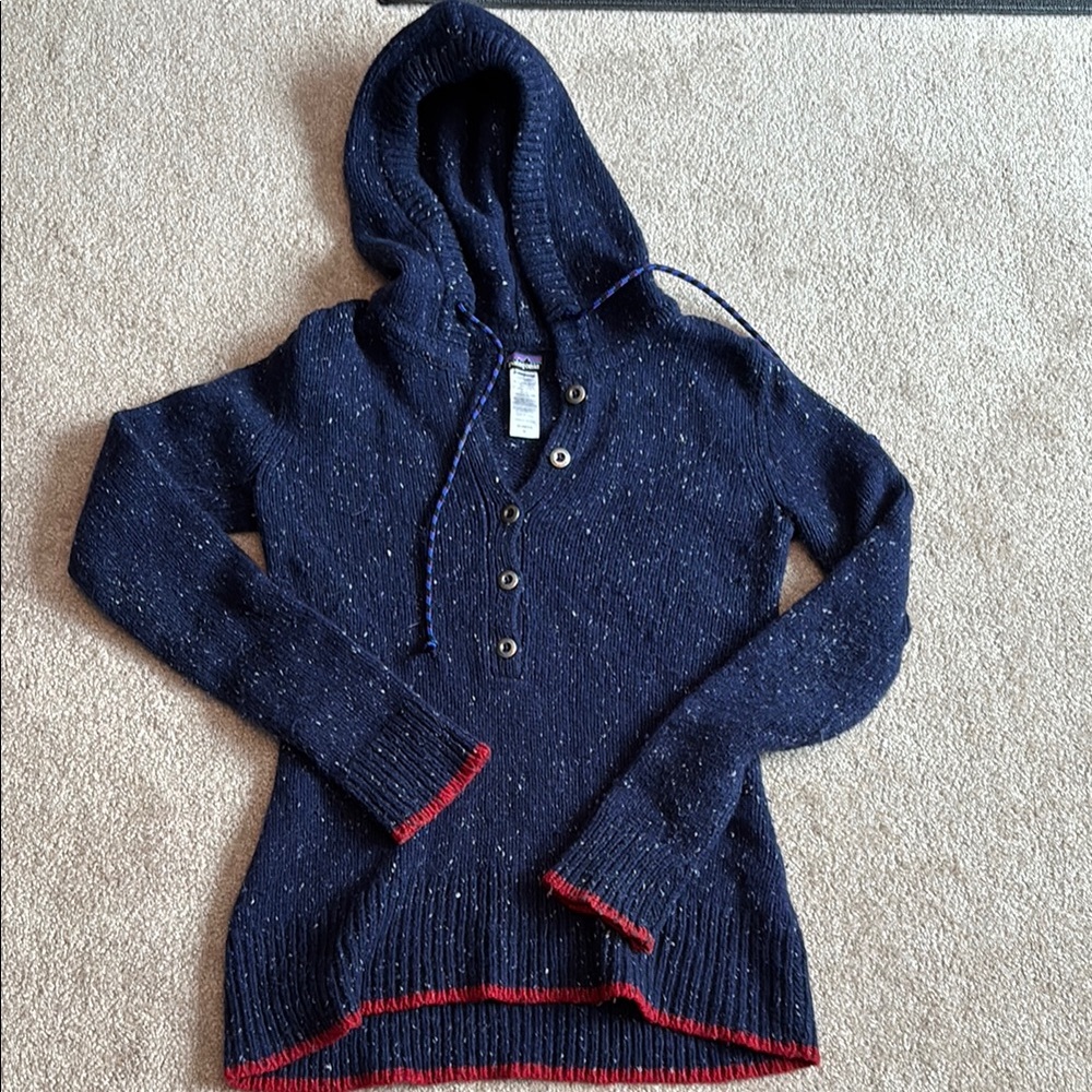 Wool Patagonia Sweater with Red Trim